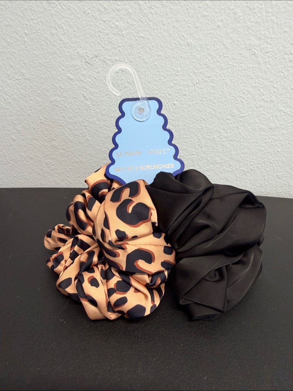 Sunday State | Extra Large Classic Black & Leopard Print Scrunchie Set